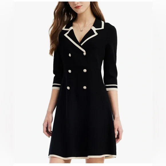 NWOT Elegant Black Double-Breasted Dress XL - Picture 2 of 11